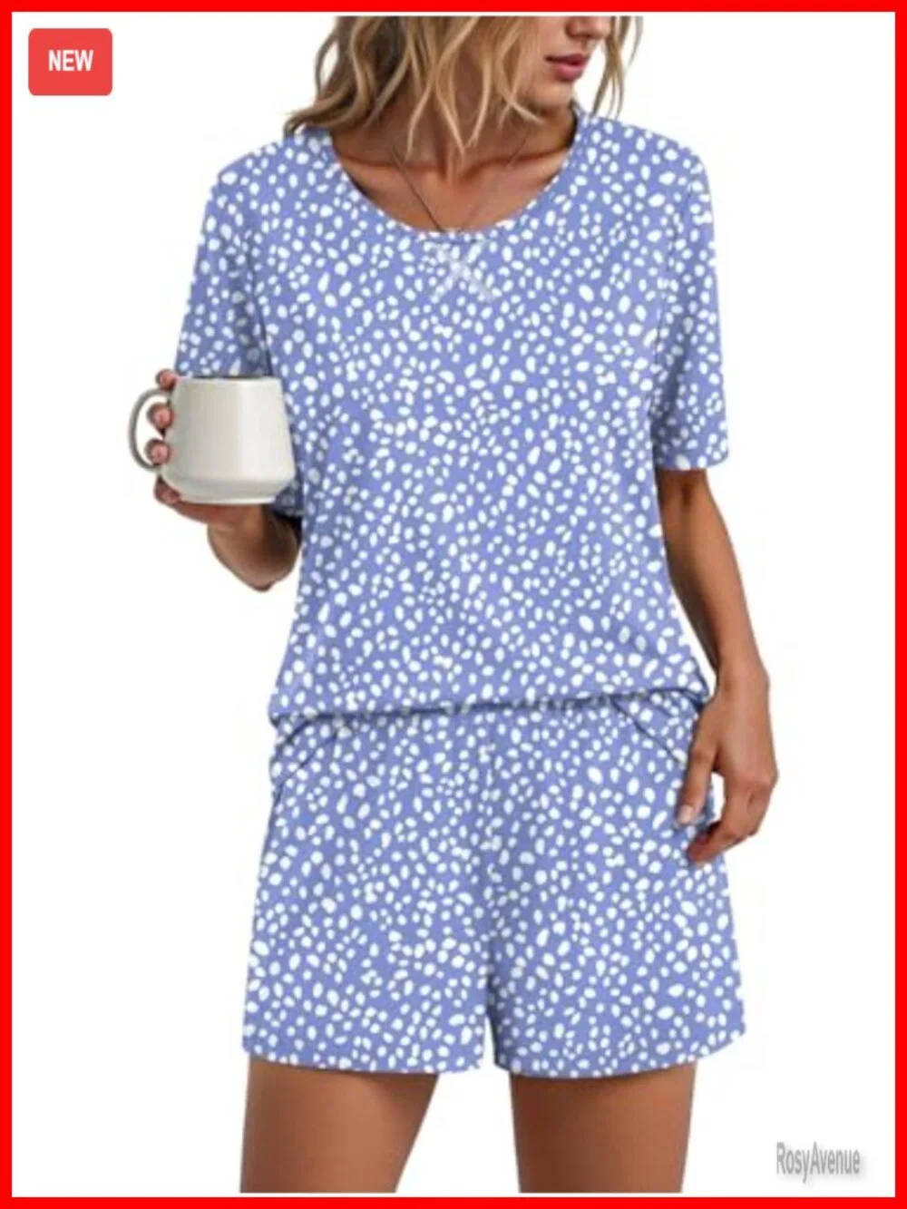 Women's 2 Piece Pajama Set Short Sleeve Shorts Lounge Set Soft Sleepwear with